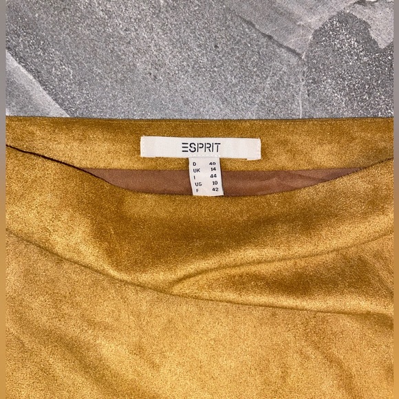 Esprit Suede Tan Brown 70s style skirt - Picture 2 of 8